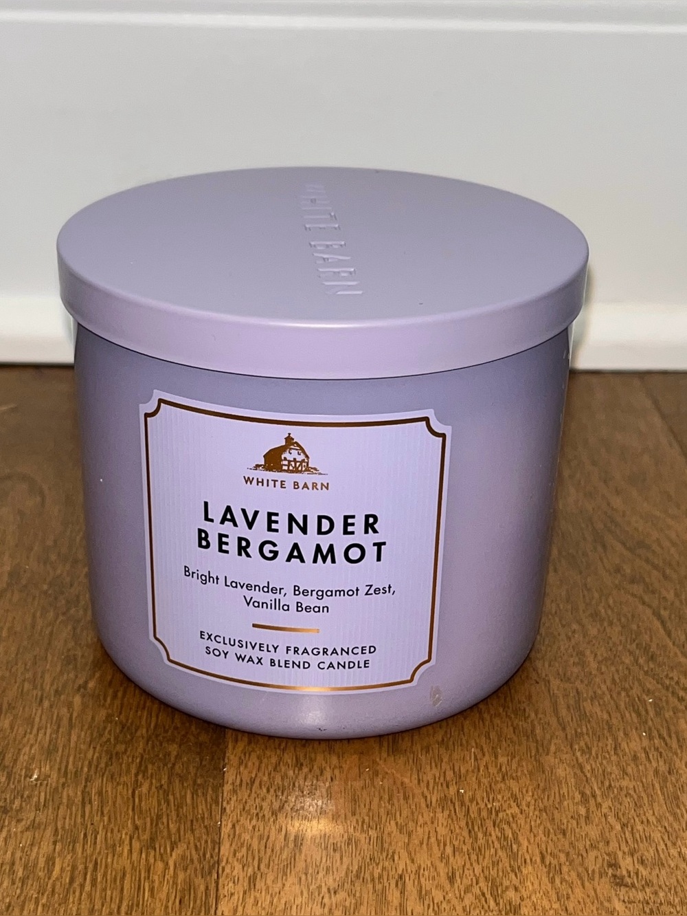 Bath & Body Works Lavender Bergamot 3 Wick Candle Large 14.5 oz White Barn New